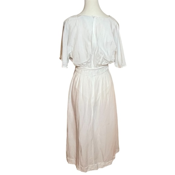 Madewell Dress Linen Blend White Ivory Dolman Sleeve Tie Waist Size PS Petite - Picture 2 of 7